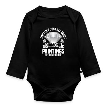 Diamonds Painting for Art Lovers - Organic Longsleeve Baby Bodysuit - black - Front