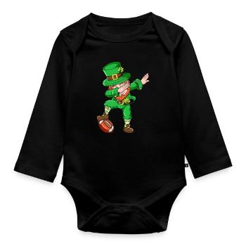 Sports Dab St Patricks Goblin Football Dabbing - Body Bébé bio manches longues - noir - Devant