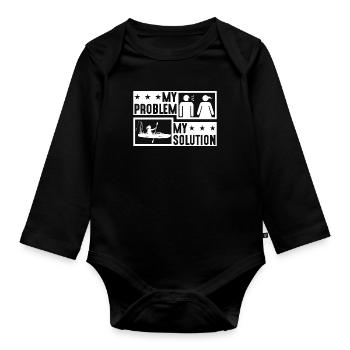 Kayak Fishing My Problem My Pictogram Mom Dad - Baby Bio-Langarm-Body - Schwarz - Vorne