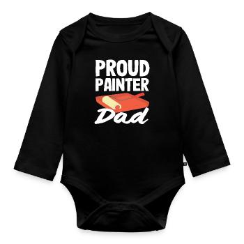 Fier papa peintre - Body Bébé bio manches longues - noir - Devant
