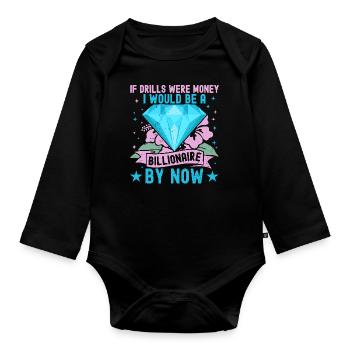 Diamonds Painting for Art Lovers - Organic Longsleeve Baby Bodysuit - black - Front