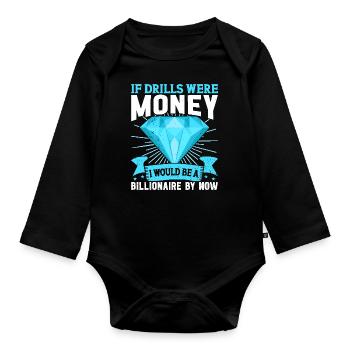 Diamonds Painting for Art Lovers - Organic Longsleeve Baby Bodysuit - black - Front