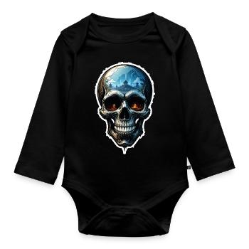 Skull Skull 05837 - Organic Longsleeve Baby Bodysuit - black - Front