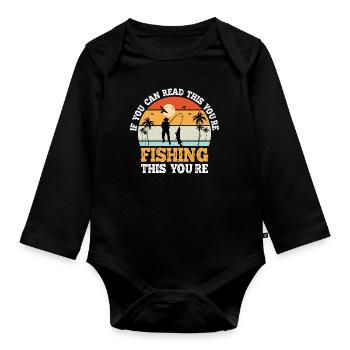 Fischer Fischen Angler Sportangler - Baby Bio-Langarm-Body - Schwarz - Vorne