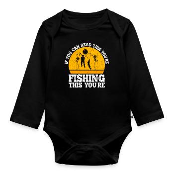 Fischer Fischen Angler Sportangler - Baby Bio-Langarm-Body - Schwarz - Vorne