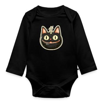 Chat Chaudron Chat Sorcière Halloween - Body Bébé bio manches longues - noir - Devant