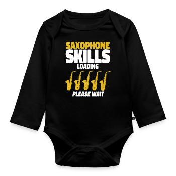 Saxophone Saxophone Skills Loading - Baby Bio-Langarm-Body - Schwarz - Vorne