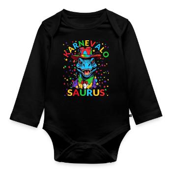 Costume de dinosaure Carnaval Dino T-Rex Carnaval - Body Bébé bio manches longues - noir - Devant