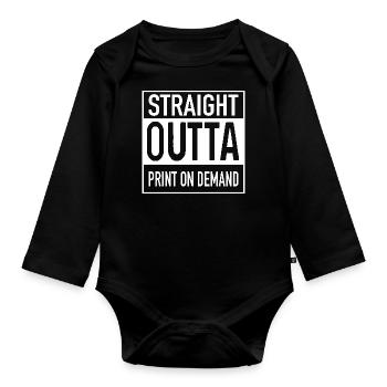 Straight OUTTA PRINT ON DEMAND - Organic Longsleeve Baby Bodysuit - black - Front