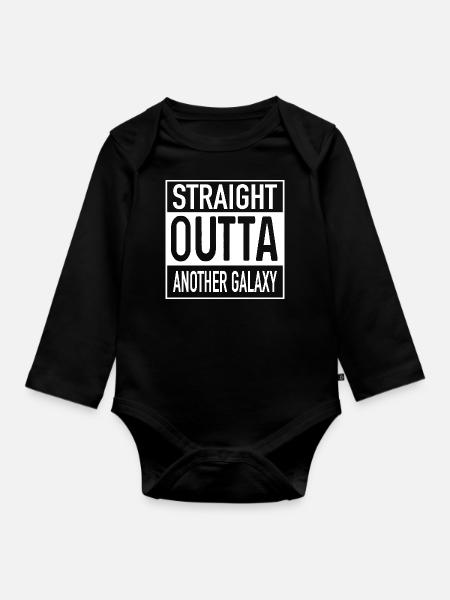 Straight OUTTA Another Galaxy - Baby Bio-Langarm-Body - Schwarz