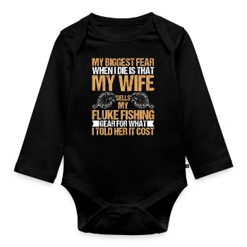 Fischer Fischen Angler Sportangler - Baby Bio-Langarm-Body - Schwarz - Vorne