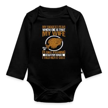 Fischer Fischen Angler Sportangler - Baby Bio-Langarm-Body - Schwarz - Vorne