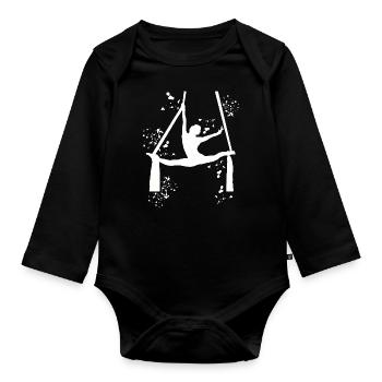 Vertikaltuch Luftakrobatik Aerial Silk - Baby Bio-Langarm-Body - Schwarz - Vorne
