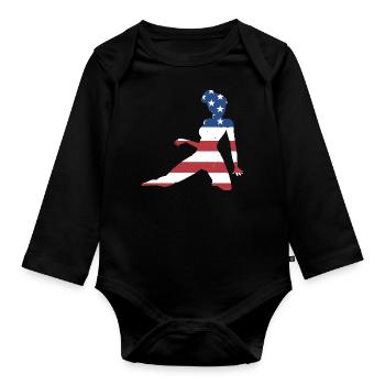 Gymnast Us Flag Rhythmic Gymnastics - Organic Longsleeve Baby Bodysuit - black - Front