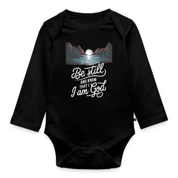 Sois tranquille et sache que je suis dieu - Body Bébé bio manches longues - noir - Devant