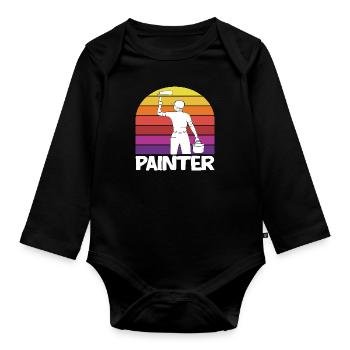 Retro Painter Creative Motif - Organic Longsleeve Baby Bodysuit - black - Front