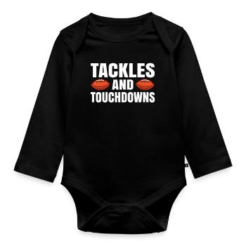 American Football Herren Football Player Kinder - Baby Bio-Langarm-Body - Schwarz - Vorne