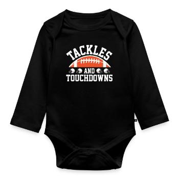 American Football Herren Football Player Kinder - Baby Bio-Langarm-Body - Schwarz - Vorne