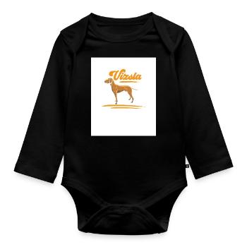 I belong to the Magyar Vizsla pointing dog - Organic Longsleeve Baby Bodysuit - black - Front
