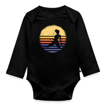 Gymnast Retro Sunset Rhythmic Gymnastics - Baby Bio-Langarm-Body - Schwarz - Vorne