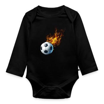 Fußball Feuer - Baby Bio-Langarm-Body - Schwarz - Vorne