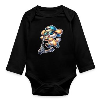 E-Scooter E-Scooter Dog Scooter - Organic Longsleeve Baby Bodysuit - black - Front