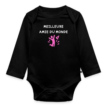 Meilleure Amie du monde vecteur - Body Bébé bio manches longues - noir - Devant