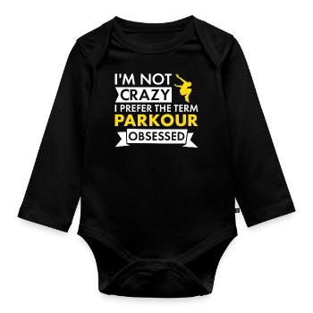 Traceur I'm Not Crazy Parkour - Baby Bio-Langarm-Body - Schwarz - Vorne