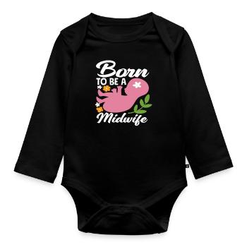 Née pour être sage-femme - Body Bébé bio manches longues - noir - Devant