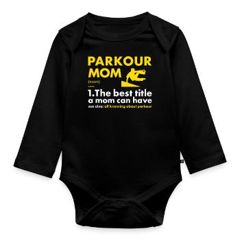 Traceur Mom Definition Parkour - Baby Bio-Langarm-Body - Schwarz - Vorne