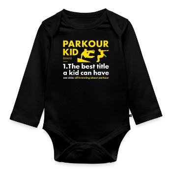 Traceur Kid Definition Parkour - Baby Bio-Langarm-Body - Schwarz - Vorne