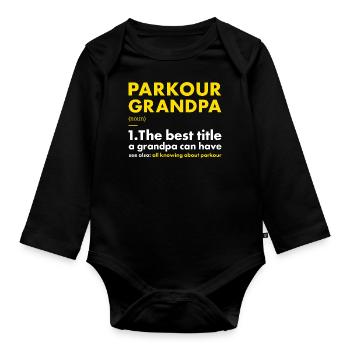 Traceur Grandpa Definition Parkour - Baby Bio-Langarm-Body - Schwarz - Vorne