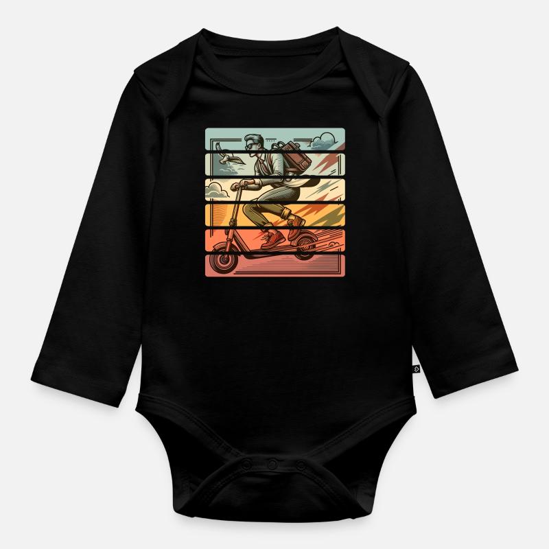 E-Scooter E-Scooter Kick Scooter - Organic Longsleeve Baby Bodysuit - black