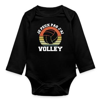 Ich kann nicht Ich habe Volley Humor Geschenk - Baby Bio-Langarm-Body - Schwarz - Vorne