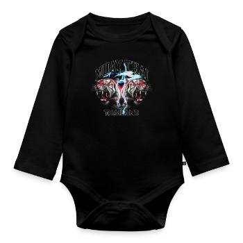 Muay Thai Thaïlande MMA Tiger Kickboxing - Body Bébé bio manches longues - noir - Devant