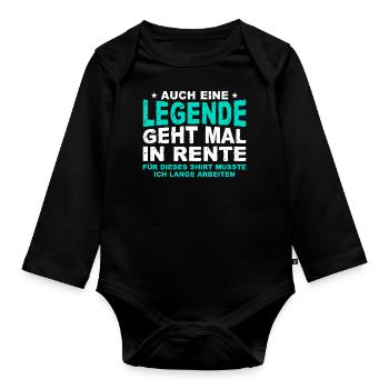 Auch Eine Legende Geht Mal In Rente Geschenk Rente - Baby Bio-Langarm-Body - Schwarz - Vorne