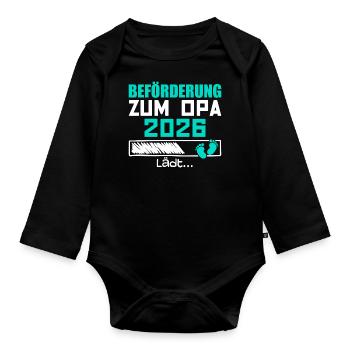 Beförderung zum Opa 2026 - Baby Bio-Langarm-Body - Schwarz - Vorne