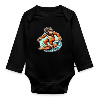 Surfeurs de Néandertal - Body Bébé bio manches longues - noir - Devant