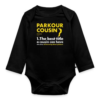 Traceur Cousin Definition Parkour - Baby Bio-Langarm-Body - Schwarz - Vorne