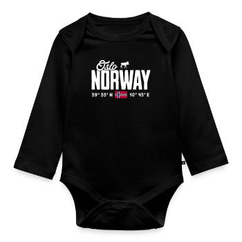 Norway Norway Norge Scandinavia Oslo - Organic Longsleeve Baby Bodysuit - black - Front