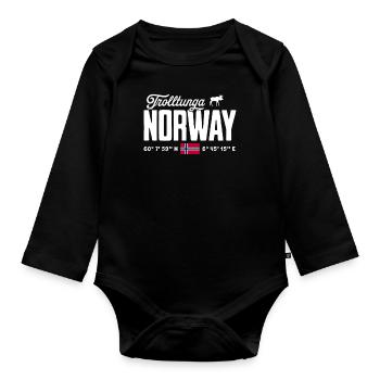Norway Norway Norge Scandinavia Trolltunga - Organic Longsleeve Baby Bodysuit - black - Front