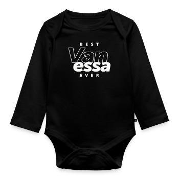 Best Vanessa Ever - Name Vanessa - Organic Longsleeve Baby Bodysuit - black - Front
