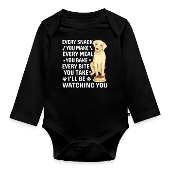 Conception de propriétaire de chien Labrador pour les amoureux des chiens - Body Bébé bio manches longues - noir - Devant