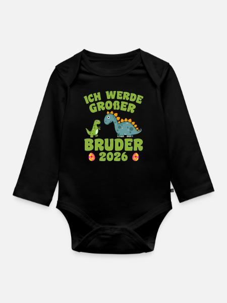 Ich Werde Großer Bruder 2026 - Baby Bio-Langarm-Body - Schwarz