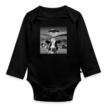 Alien-Begegnung Kuh Selfie - Baby Bio-Langarm-Body - Schwarz - Vorne