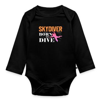 Skydive Skydiver Skydiving Parachute Gift - Organic Longsleeve Baby Bodysuit - black - Front