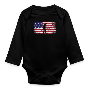 Saxophone American Flag - Baby Bio-Langarm-Body - Schwarz - Vorne