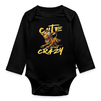 Motif drôle de bande dessinée de girafe mignonne mais folle - Body Bébé bio manches longues - noir - Devant
