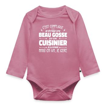 Handsome Man Cook - Organic Longsleeve Baby Bodysuit - mauve - Front