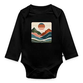 Abstrakte Berglandschaft Berge Natur Landschaft - Baby Bio-Langarm-Body - Schwarz - Vorne